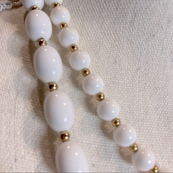 TWO Monet Necklaces - White with Gold Spacers - Picture 5 of 7